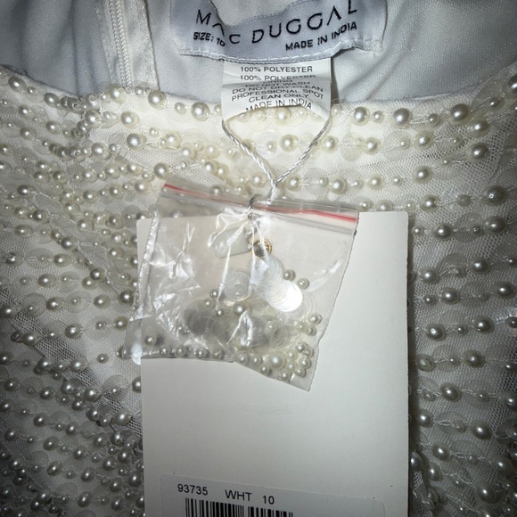 NWT | Mac Duggal 93735 White Pearl Soft Tie One Shoulder Gown Size 10 - Picture 12 of 14